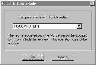 126 Chapter 4 Configuring Data Acquisition 6 To redirect the I/O Server to InTouch HMI software, click Redirect to InTouch. This button is only available if at least one I/O Server type is "VIEW.