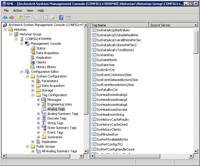308 Chapter 12 Browsing the ArchestrA Model View Using Historian Clients 4 In the details pane shows all tags of that type, including historized attributes from Wonderware Application Server.
