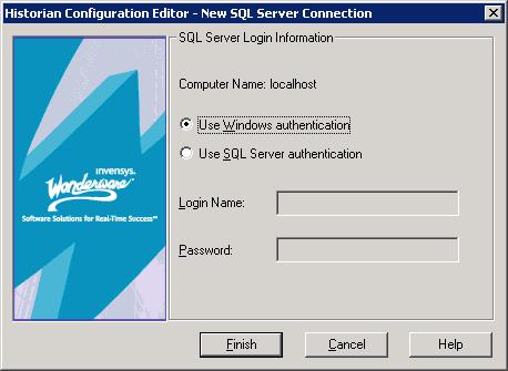36 Chapter 1 Getting Started with Administrative Tools Connecting to the SQL Server The Configuration Editor requires a valid Windows or SQL Server logon account to connect to the Wonderware