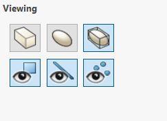 The bottom three icons allow you to change the visibility of the Faces, Edges, and Vertices.