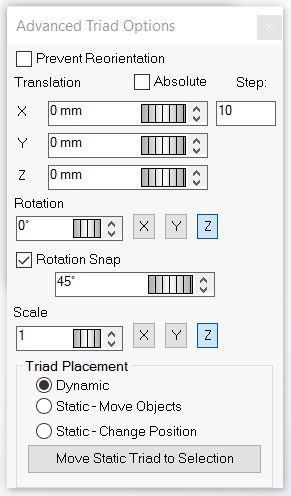 Advanced Triad Options (continued) Triad Placement The options in this section allow you to transform selections using different pivot points.