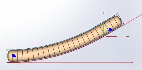 You start by selecting a line that defines the start of the bend and the direction of the bend.