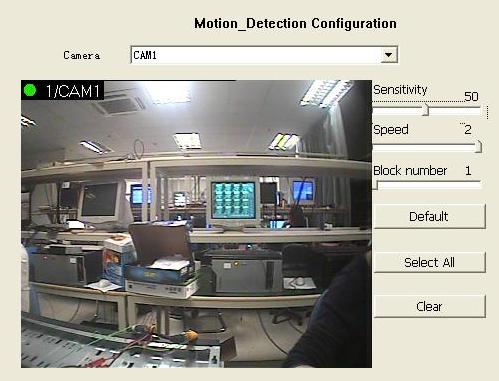 Figure3-9 Motion Detection Configuration Definition of the setup items: 1. Sensitivity Users can set motion detection sensitivity here. 2. Speed Motion detection sensitivity 3.