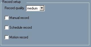 Motion record Users can use multiple cameras to record, every camera works separately and record file also saves relatively. a. Record quality There are five modes can be selected from: lowest, lower, medium, higher and highest.