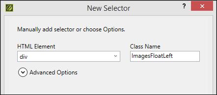 c. In the Class Name field, type a name for the new style class and click OK.