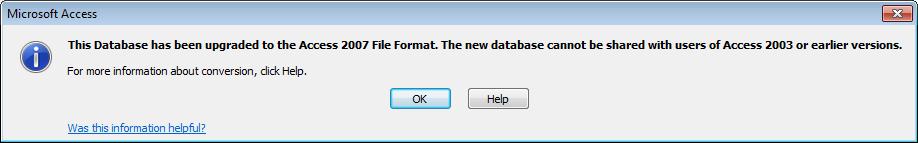 Database created in older version of Access displayed on the Title Bar Disabled commands on the Table tab You can still work with an older database in Access 2010, and when you save changes and close
