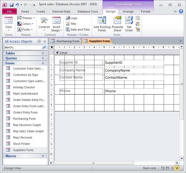 Lesson 11 Editing Forms and Reports in Design View INTRODUCTION Design view shows you a more detailed view of the structure of the form than Layout View.