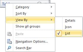 Lesson 1 Exploring Access More options on how the Navigation Bar displays its objects can be accessed by right-clicking its Title Bar.