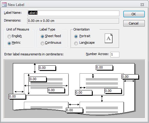 Under Label Type: Select Sheet feed if you are using single sheets of labels in the printer or, select Continuous if you are using perforated, continuous feed paper (dot matrix printers only). f. Under Orientation, select Portrait or Landscape.