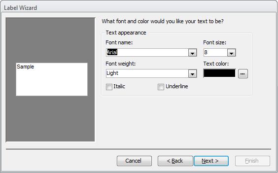 Select font specifications as required. 9.