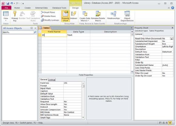 Lesson 2 Creating Database Tables In order to create a new table in Design View, you must first define the fields which will form the table structure, before you can enter any data.
