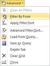 All filters are cleared by clicking the Advanced command in the Sort & Filter group and then clicking the Clear All Filters option. Procedure 1. Open the table you wish to filter. 2.