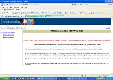 Click on the ITQ Proposal Administration link If you click on the Department of