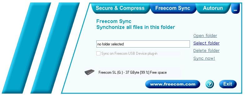 Freecom Classic Hard Drive SL 5 5.4.2 Creating a new SYNC folder 1. Open the Freecom Personal Media Suite and select the tab "Freecom SYNC".