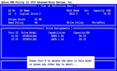 Note If you create a logical drive and install the OS on it, you cannot delete that logical drive.