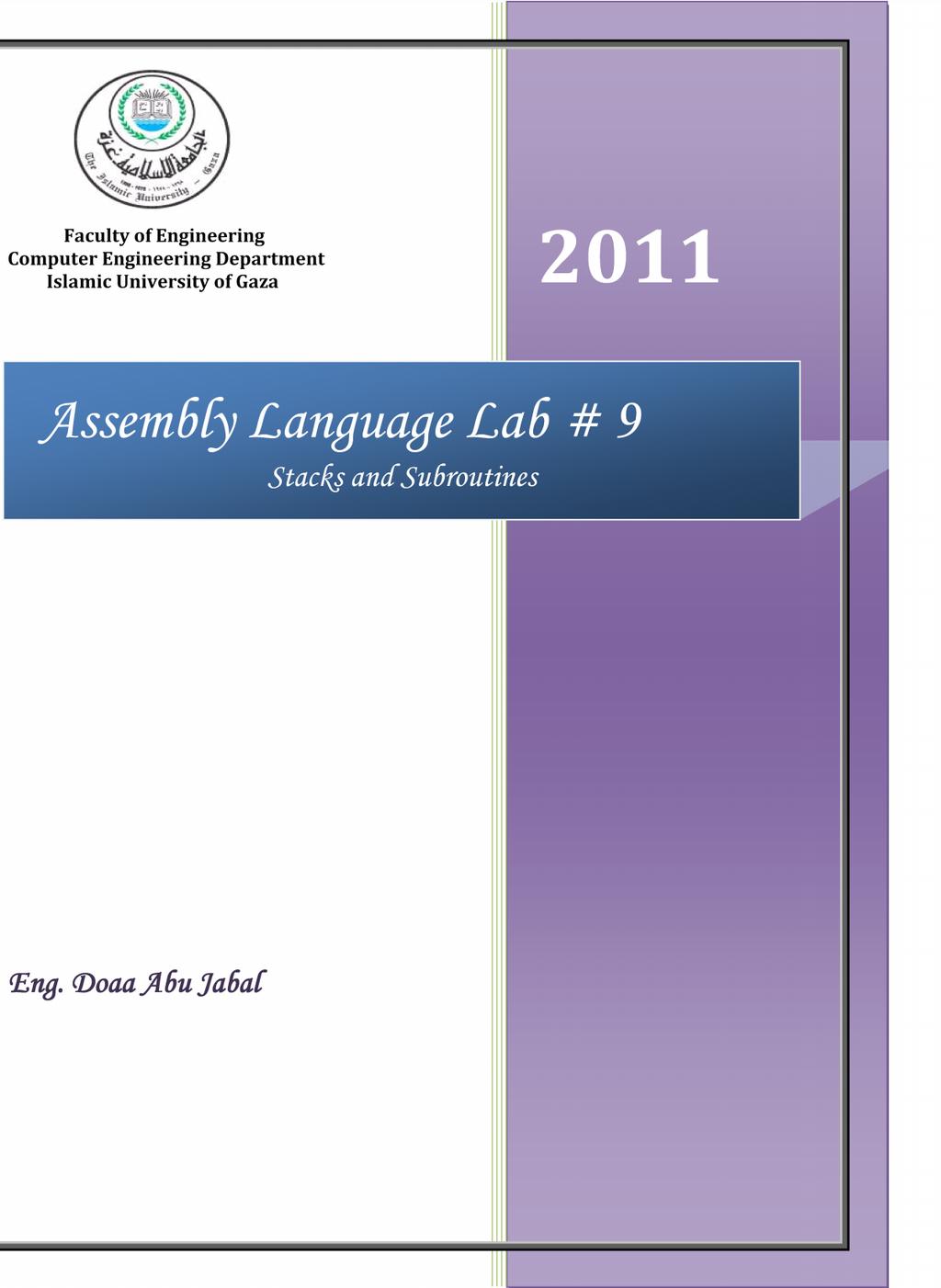 Assembly Language Lab # 9