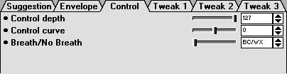 Edit Window Control Click on the Control tab to access parameters that allows adjustment of Breath Controller operation.