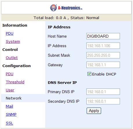 Configuration: Network PDU network information