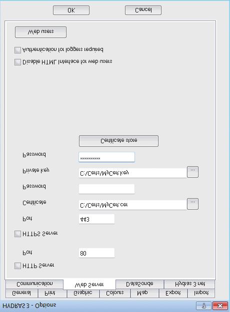 2.3 Configuring the web server You configure the settings for the web server of OTT Hydras 3 net server in the "Options" window (press F2 to access) on the "Web Server" tab. 2.3.1 Data transmission via HTTP To activate the HTTP server, select the corresponding checkbox.