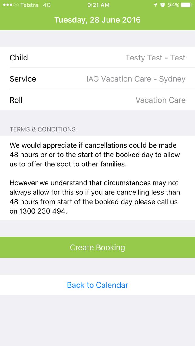 MOBILE BOOKING APPLICATION Available days will display in Green