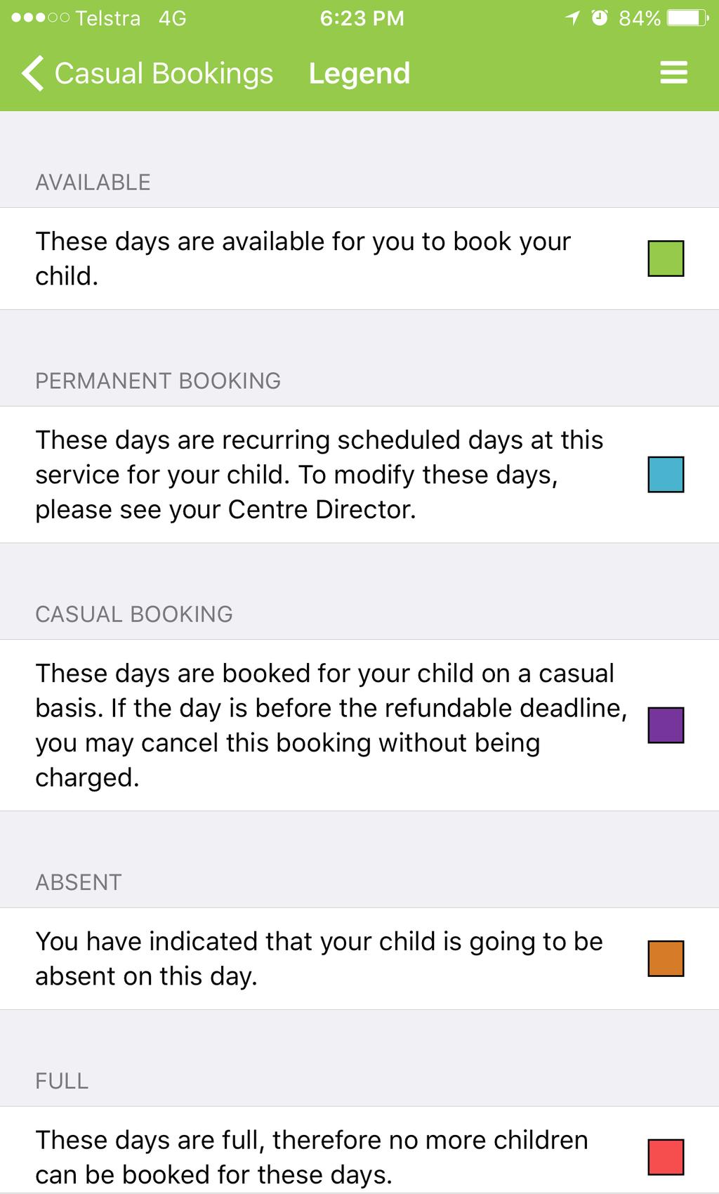 refer to your booking calendar to review your