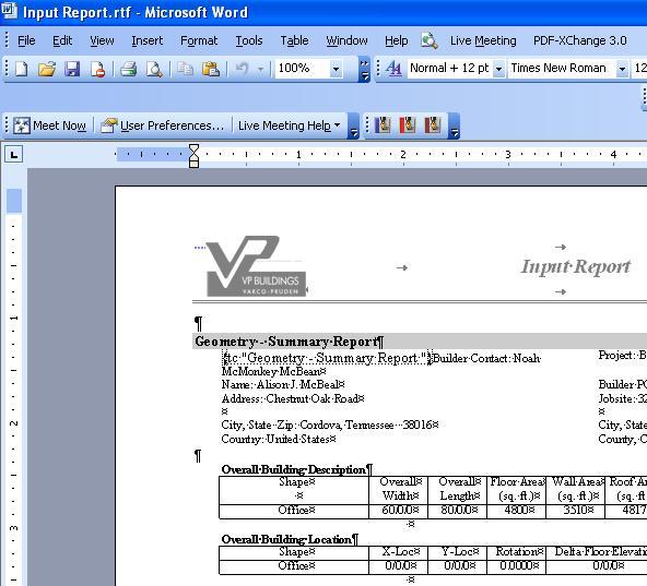 Review the Input Report. Exit MSWord when review is complete.