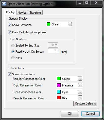General Display Show Centerline When checked, displays a line along the center of each space allocation. Color You can change the color of the centerline.