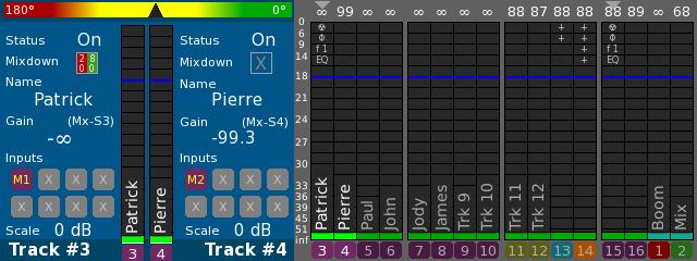 In order to compare 2 Tracks, it is possible to have a double Solo. It is obtained by pressing and holding both Solo buttons of the Tracks desired.