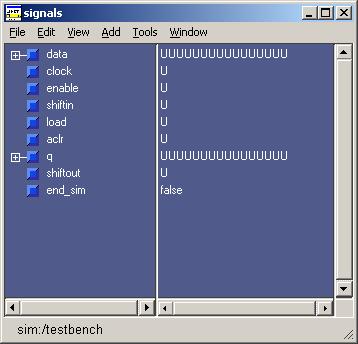 6. In the Signals window, choose Add > Wave > Signals in Region to open the Wave window.