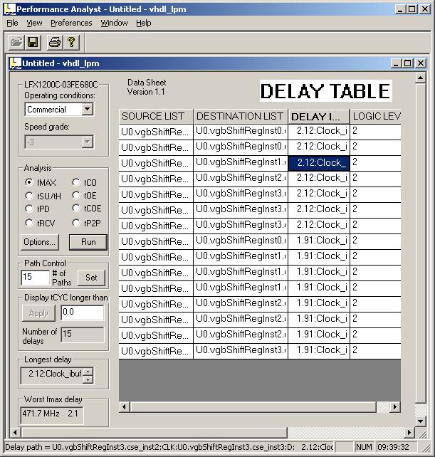 4. Click the highlighted cell (2.12) in the spreadsheet window to open the Expanded Path dialog box. This dialog lets you analyze individual timing components used to calculate the timing path.