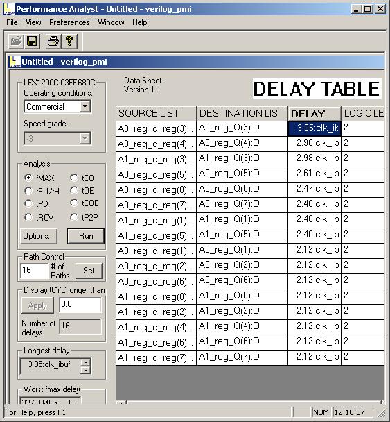 4. Click the highlighted cell (3.05) in the spreadsheet window to open the Expanded Path dialog box. This dialog lets you analyze individual timing components used to calculate the timing path.