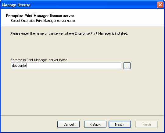 Figure 19: NiceLabel Enterprise Print Manager server name Note: If you have not activated the NiceLabel Print Center server, a warning will be shown notifying you