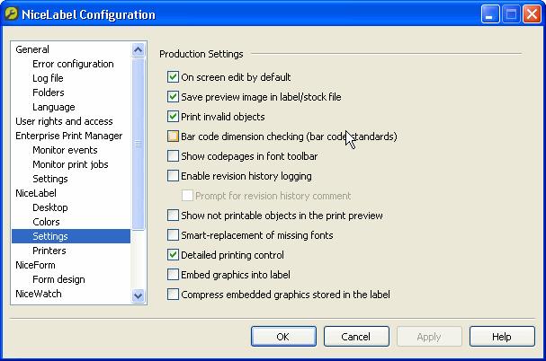 Figure 27: Enterprise Print Manager Settings Note: Most settings here can only be viewed, but not changed if the current user does not have administrator privileges. 5.