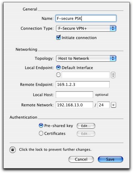 3.2 VPN T racker configuration Step 1 Add a new connection with the following options: Choose F-Secure VPN+ gateway as the Connection Type, Host to