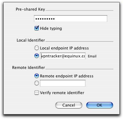 Step 2 Click select Pre-shared key and click Edit.... Type in the same pre-shared secret that you typed-in in the F-Secure VPN+ gateway configuration (Figure 2).
