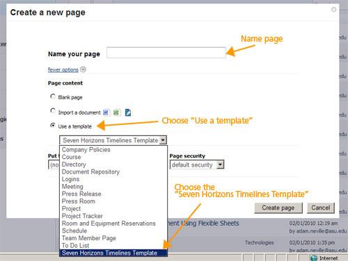 options right below Name your page. A new page will appear with the template headings. Fill in after the headings.