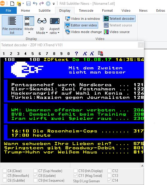 Teletext Control Decoder FAB SUBTITLER LIVE The teletext decoder window within FAB Subtitler can be used to display decoded teletext pages.