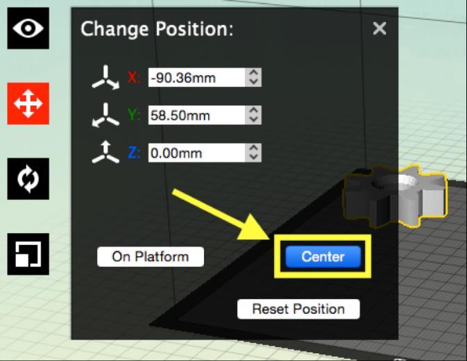 Next you can center the model by clicking the Center button.