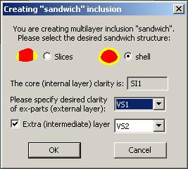 17 Panel Creating sandwich inclusion appears Select type of sandwich: Slices and Shell. Shell sandwich feature is extended with ability to create an extra medium layer Double sandwich.