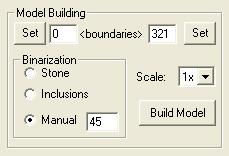 5 Create stone 3D model 1. Radio button Build 3D Model should be selected in the section Working mode 2. Select boundaries in the section Model Building if it is required: a.