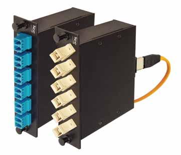 Fiber Optic Plug and Play Cassettes ICC s pre-terminated fiber optic MPO cassette modules are designed with a simple plug and play system that requires no field termination or splicing, saving