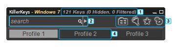 1.5 Interface Overview: Master Palette Compact View The Master Palette Compact View occupies less room on your screen and allows you to keep KillerKeys open for quick access while working in a clean