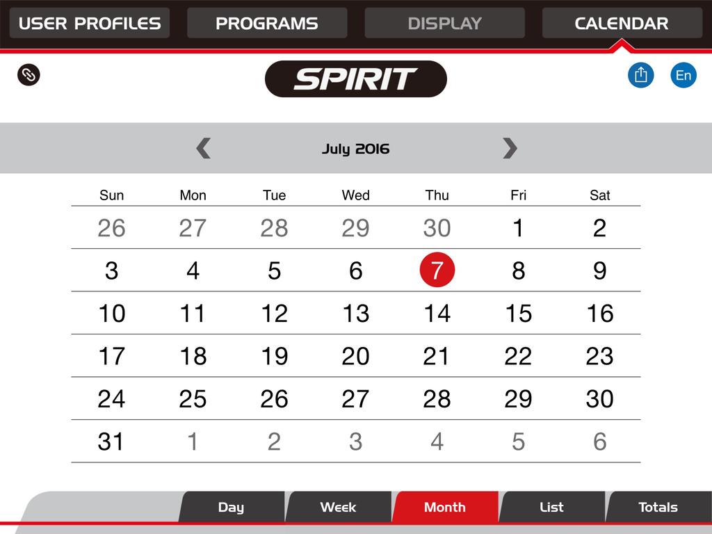 CALENDAR The CALENDAR menu will save your workout data and allow you to