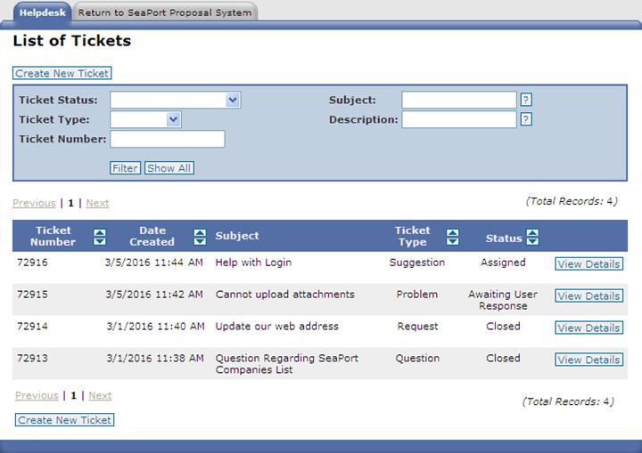 Version 4.2: Helpdesk 6 Helpdesk When the user encounters a problem on the Vendor Portal, the user can submit a helpdesk ticket using the Helpdesk module in the Vendor Portal, as shown in Figure 37.