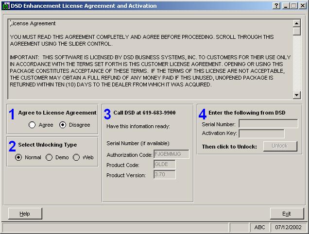 8 Multi-Currency Demo Data - Canada Note: On the next page is a screenshot of the DSD Enhancement License Agreement and Activation window.