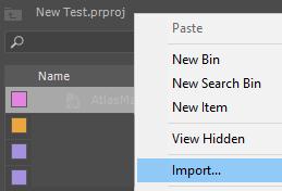 Add a Graphic 1. Right click on the Footage bin in the project panel 2. Select Import 3. Choose an image from your files (Earth.jpg) 4. Click on Open 5.
