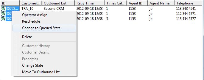 In our example we have placed a tick into the Scheduled box, to display only calls with the status Rescheduled.