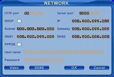 58 Fig 4.13 Network Configuration This unit supports DHCP, PPPoE, DDNS. Users enable network function, and configure IP address, DDNS, transmission video parameters here.