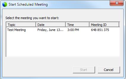 Start a Scheduled Meeting from the WebEx One-Click taskbar You can use the WebEx One-Click taskbar menu to start a meeting that you had previously scheduled with Outlook. 1.