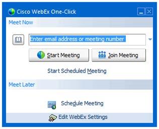 The Cisco WebEx One-Click dialog will display.